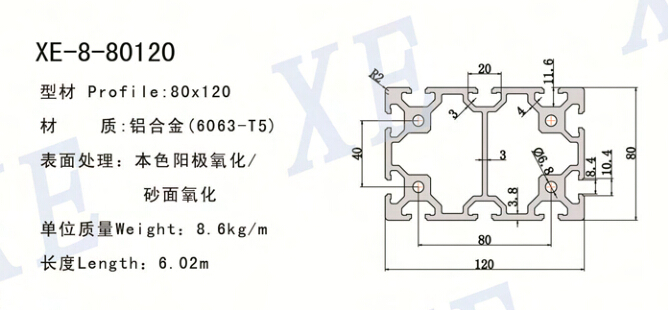 80120工業(yè)鋁型材規(guī)格