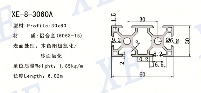 3060A工業(yè)鋁型材規(guī)格