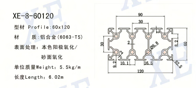 60120工業(yè)鋁型材規(guī)格