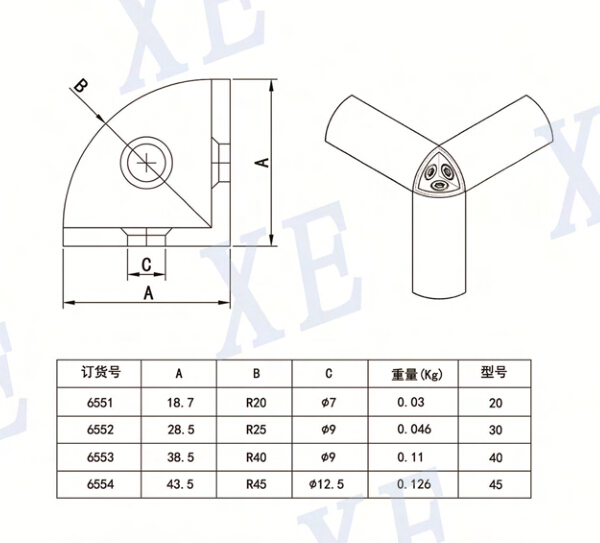 鋁型材配件三維角件規(guī)格