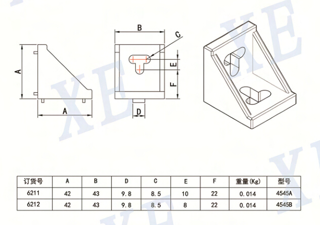 鋁型材直角件規(guī)格