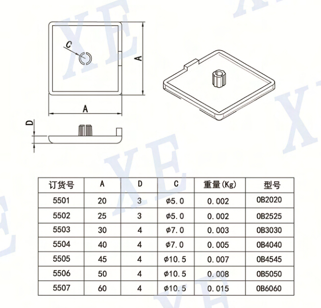 鋁型材配件歐標(biāo)端蓋型號(hào)